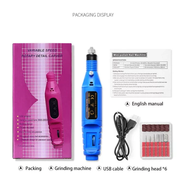 2022 Upgraded Professional Cordless Portable USB Rechargeable Nail Polisher