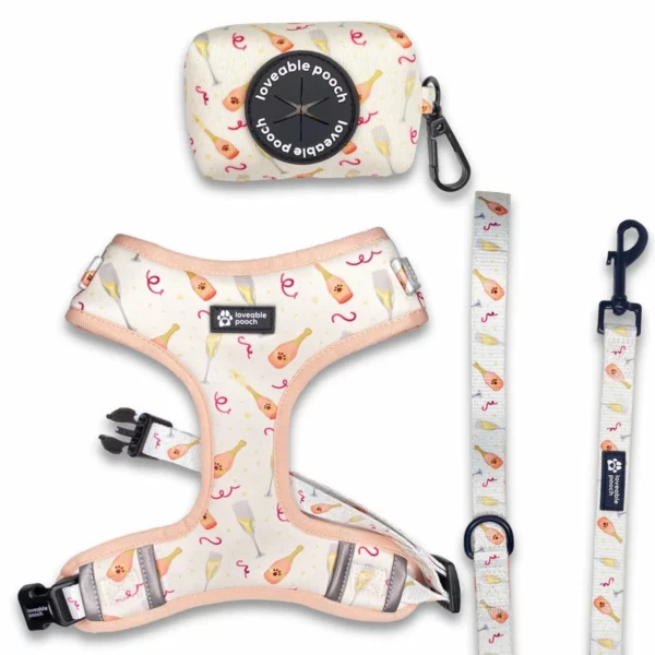 Rosé All Day Dog Harness and Leash Set