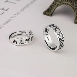 S925 Silver Six-character Mantra Nanmo Amitabha Lucky Ring