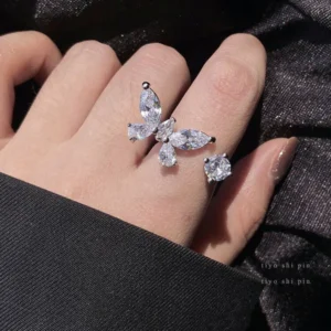 S925 Silver Butterfly Ring Series Micro-Inlaid Zircon