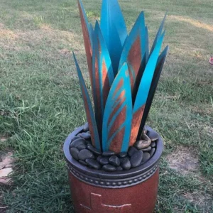 HandMade Painted Metal Century Plant