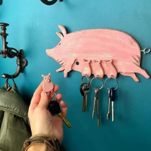 Cute Piglet Key Ring Hanging Board