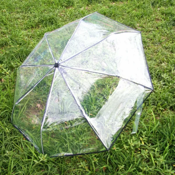 1 Piece Transparent Umbrella Automatic Three Folding Rain Umbrella