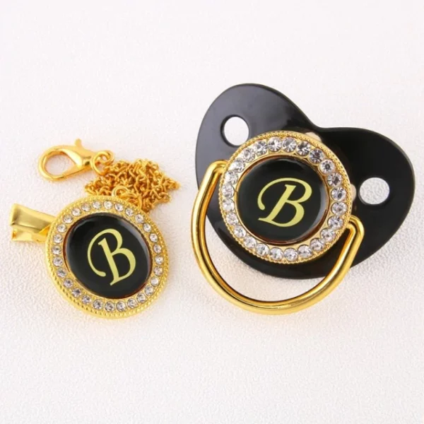 Alphabet Pacifier Black & Gold