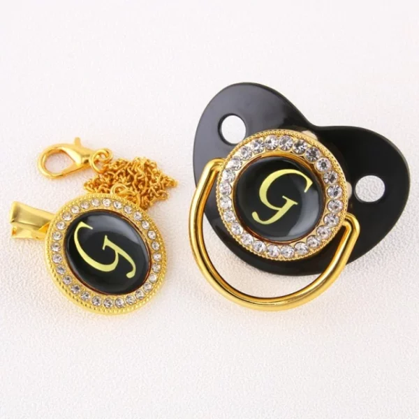 Alphabet Pacifier Black & Gold