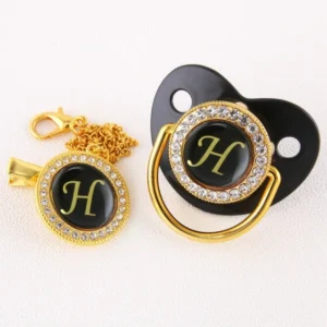 Alphabet Pacifier Black & Gold