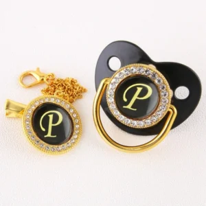 Alphabet Pacifier Black & Gold