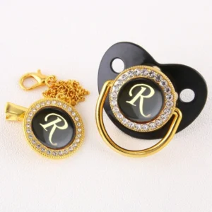 Alphabet Pacifier Black & Gold