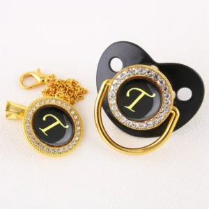 Alphabet Pacifier Black & Gold