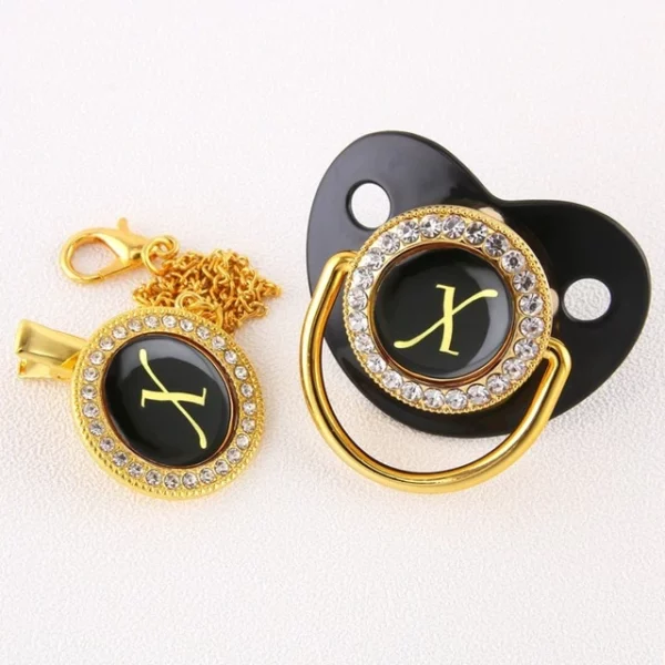 Alphabet Pacifier Black & Gold