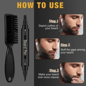 Beard Pencil Filler Four-pronged Waterproof Pen and Brush Set