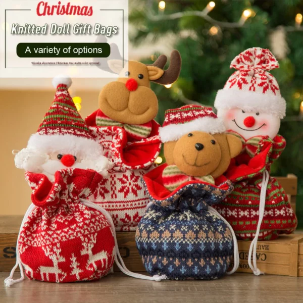 CHRISTMAS KNITTED DOLL GIFT BAGS