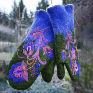 Cashmere Embroidery Flowers Mittens