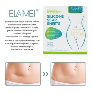 ELAIMEI™ Medical Soft Silicone Gel Tape for Scar Removal (1.6” x 60”）