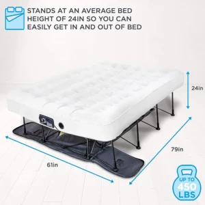 Ivation EZ-Bed (Queen) Air Mattress with Frame & Rolling Case, Self Inflatable, Blow Up Bed