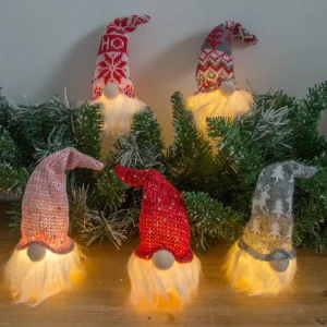 LED Hanging Christmas Gnomes Decorations With Light