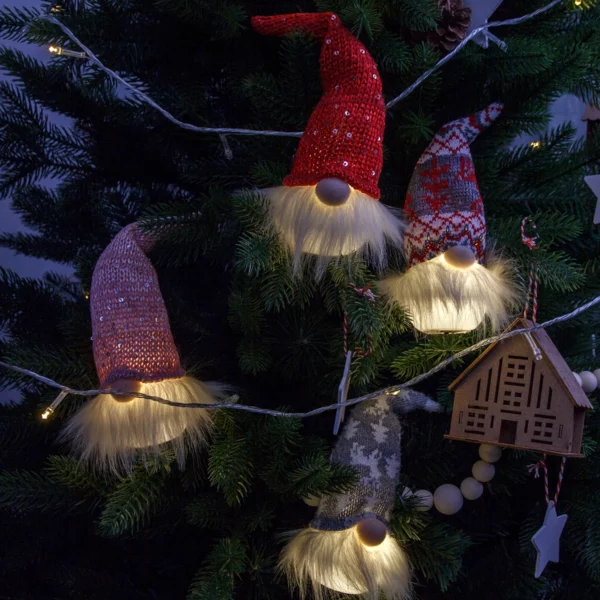 LED Hanging Christmas Gnomes Decorations With Light