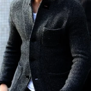 MEN'S RETRO GREY KNITTED JACKET