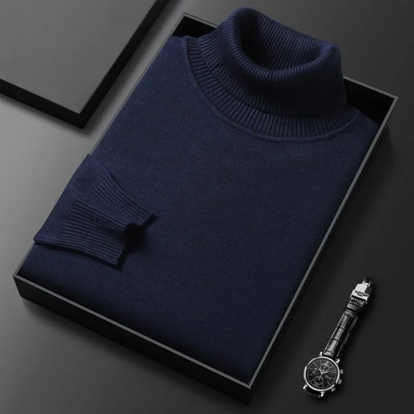 Men's Solid Color Turtleneck Sweater - Image 2