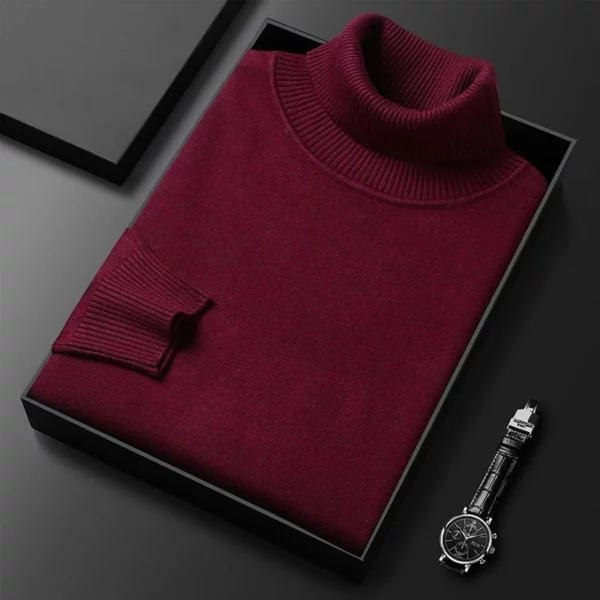 Men's Solid Color Turtleneck Sweater - Image 4