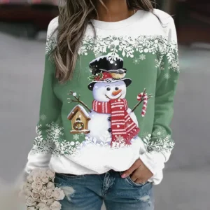 Multicolor Snowman Print Christmas Sweatshirt