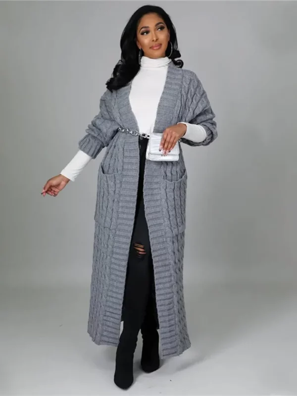 Trending Cable Knit Cardigan With Dual Pocket - Image 5