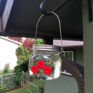 Beautiful Mason Jar Hummingbird Feeder W/Three Ports