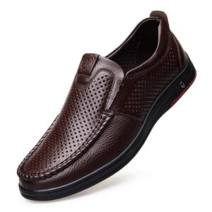 DRESSYE Mens Genuine Leather Soft Insole Casual Business Slip On Loafers