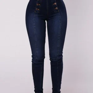 Double Breasted High Waist Skinny Jeans