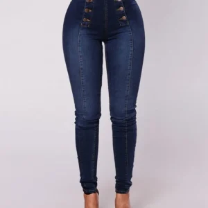 Double Breasted High Waist Skinny Jeans