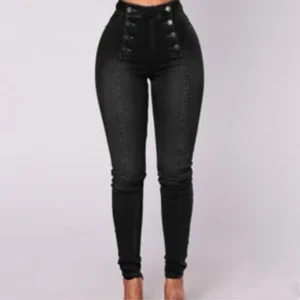 Double Breasted High Waist Skinny Jeans