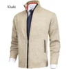 Men's Fashion Solid Color Stand Collar Cardigan Sweater Knit Jacket