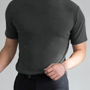 Mens High Neck Slim Fit T-shirt