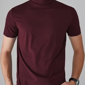 Mens High Neck Slim Fit T-shirt