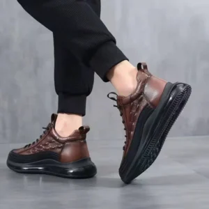 Mens Leather Casual Sneakers Shoes