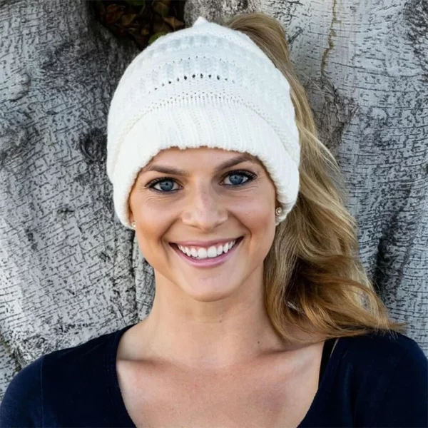 Soft Knit Ponytail Beanie