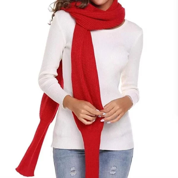 Trendy Knitted Sweater-Scarf With Sleeves