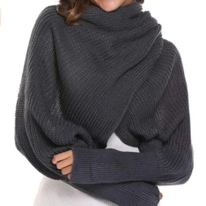 Trendy Knitted Sweater-Scarf With Sleeves