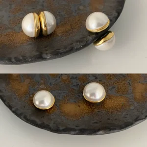 Vintage Pearl White Onyx Earrings