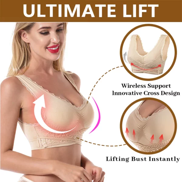 Adjustable Energy Field Front Strap Crossover Push-Up Lace Bra