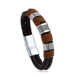 MagneticTherapy MensSlimming Leather Bracelet