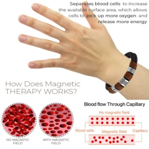 MagneticTherapy MensSlimming Leather Bracelet