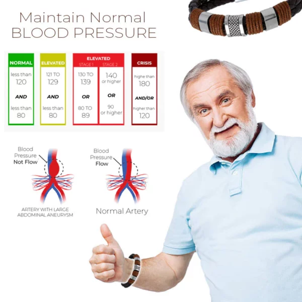 MagneticTherapy MensSlimming Leather Bracelet