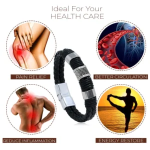 MagneticTherapy MensSlimming Leather Bracelet