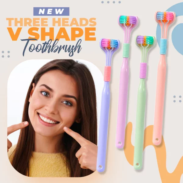 New Three Heads V Shape Toothbrush