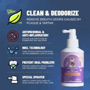 PetClean™ Teeth Cleaning Spray for Dogs & Cats, Eliminate Bad Breath, Targets Tartar & Plaque, Without Brushing