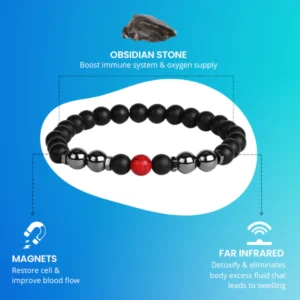 Anti-edema MagneticTherapy Obsidian Anklet