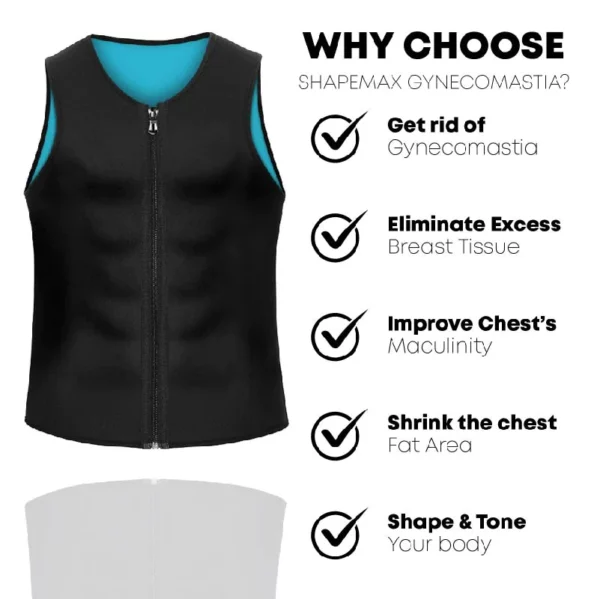 SHAPEMAX Gynecomastia Compression Zipper Vest