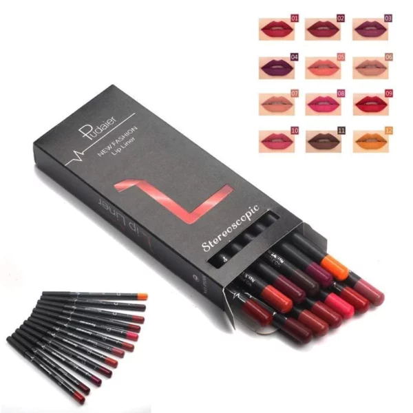 12 Colors Lip Liner Pencil Waterproof Non-Marking - Image 2