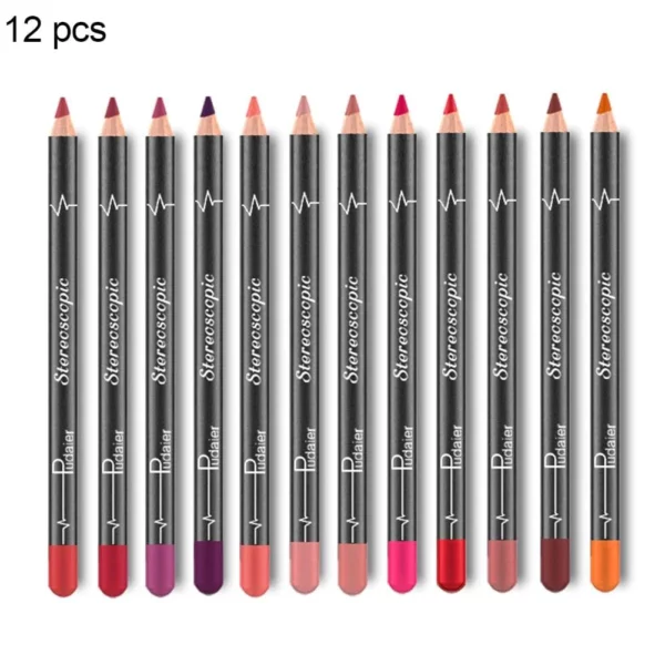 12 Colors Lip Liner Pencil Waterproof Non-Marking - Image 5